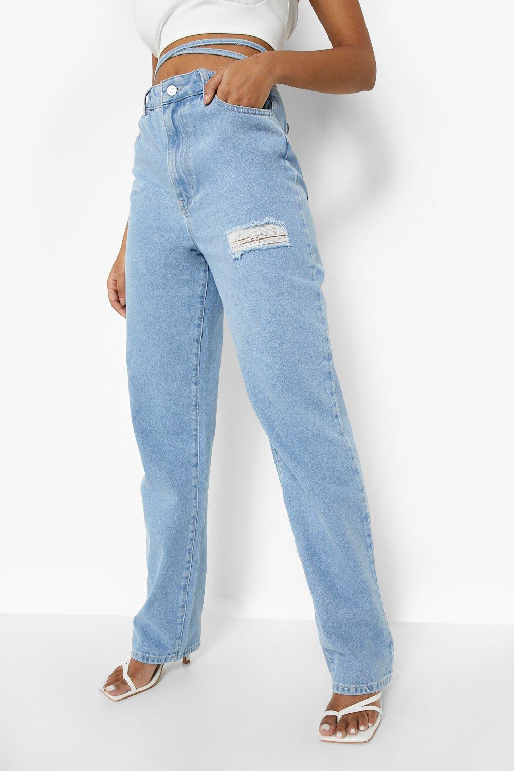 Distressed back hot sale jeans